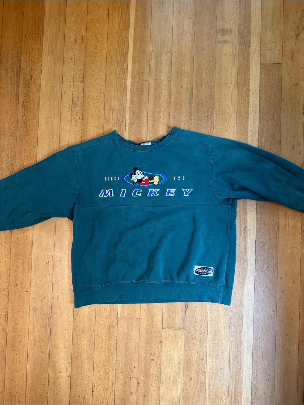 Vintage Disney Teal Mickey Graphic Crewneck Sweater